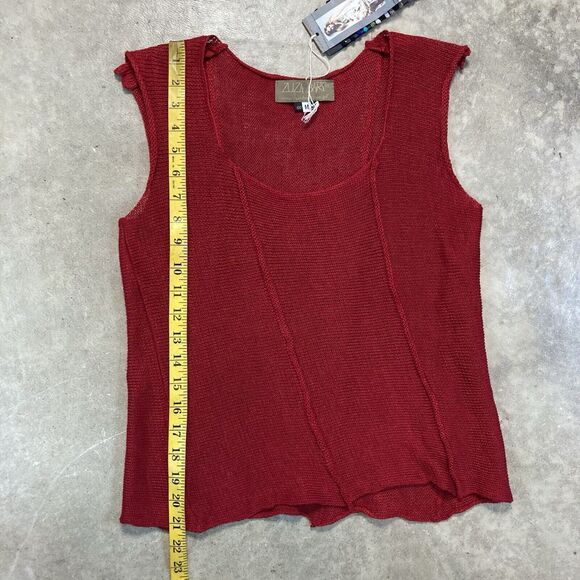 Zuza Bart Shirt Womens Medium Linen Tank Top Clear Red Beachy‎ Resort Basic - Picture 3 of 12